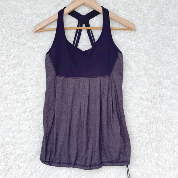 Lululemon Racerback Tank Top Strappy Drawstring Gym Athletic Purple Size 6 - Picture 1 of 4